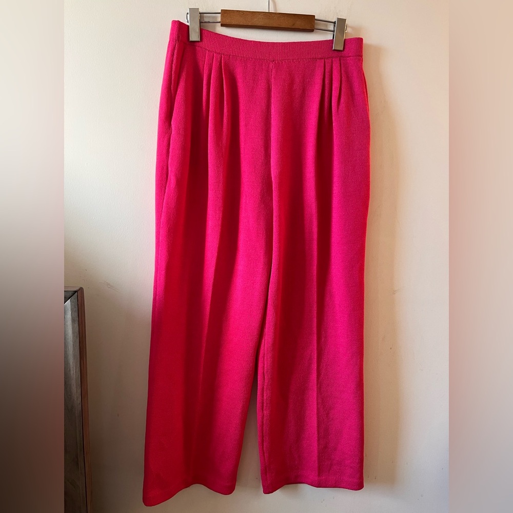 St. John Collection Knit Pink Wide-Leg Pants - Size 10